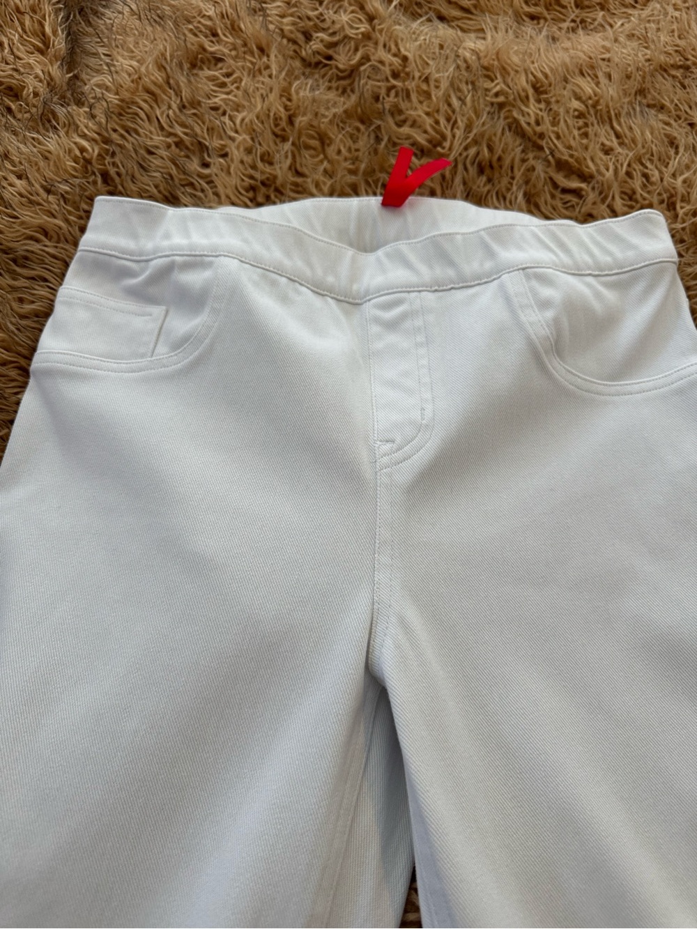 Cropped White Pull-On Pants
